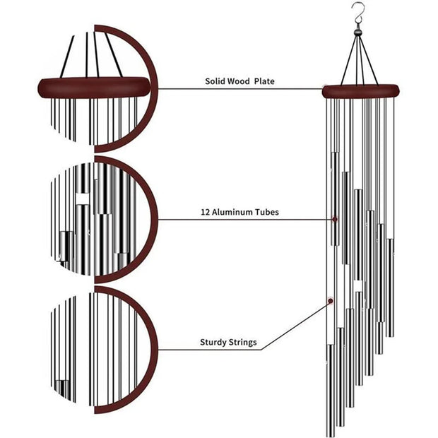 Musical Wind Chime 12 Tube Gold/Silver Bells