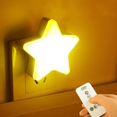 LED Star Shape Night Light Remote Control Bedroom Decor