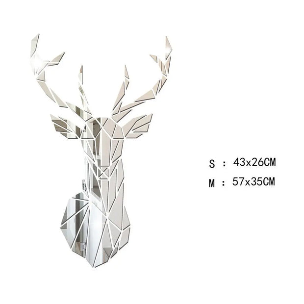 3D Deer Head Mirror Surface Stickers Multiple Sizes