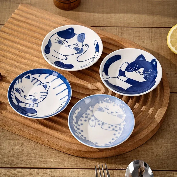 Japanese Lucky Cat Ceramic Dish