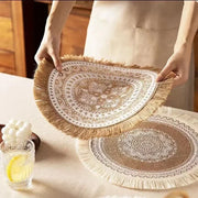 Round Jute Placemats Set for Dining Table