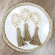 12PCS Wooden Bead Napkin Rings with Tassels