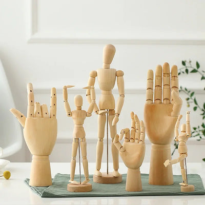 Rotatable Wooden Hand Figurine Model