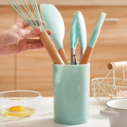 12Pcs Silicone Cooking Utensils Set with Wooden Handles