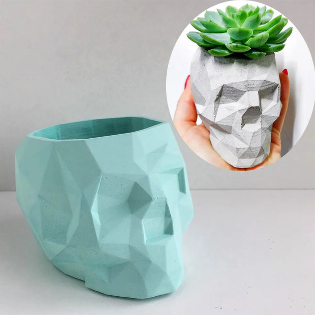 3D Skull Flowerpot Cement Mold