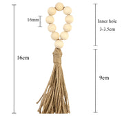 12PCS Wooden Bead Napkin Rings with Tassels