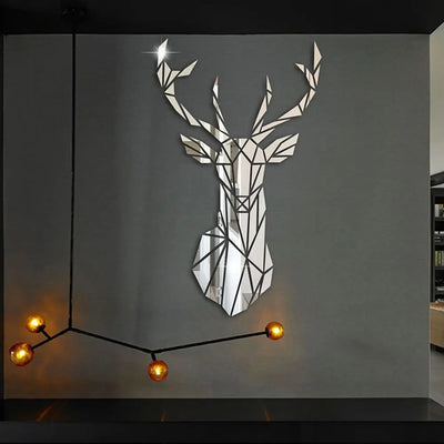 3D Deer Head Mirror Surface Stickers Multiple Sizes