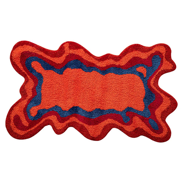 70s Retro Fluffy Red Trippy Rug – Nestilia