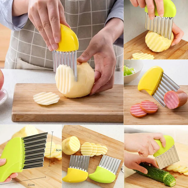 Stainless Steel Crinkle Cutter - French Fry Maker Gadget