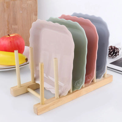 Wooden Kitchen Dish Lid Rack Organizer