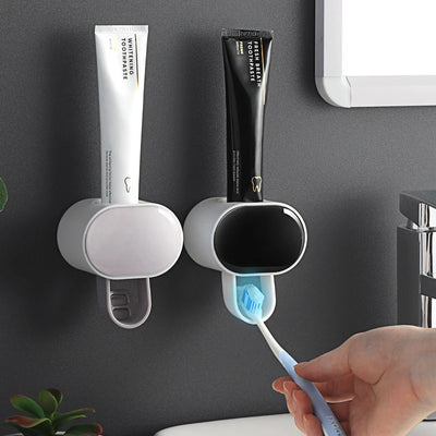 Automatic Toothpaste Dispenser with Toothbrush Holder