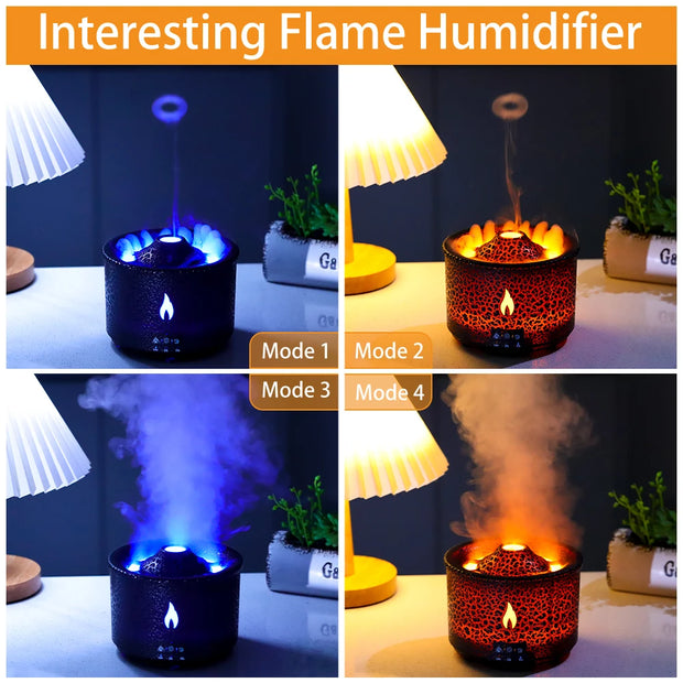 Volcano Fire Flame Air Humidifier Aroma Diffuser with Remote Control