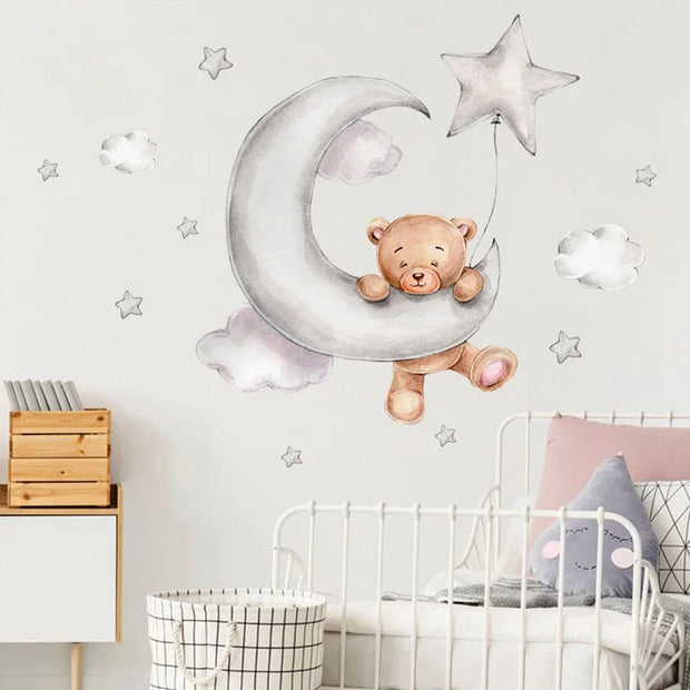 Moon Cloud Big Wall Stickers for Kids Rooms