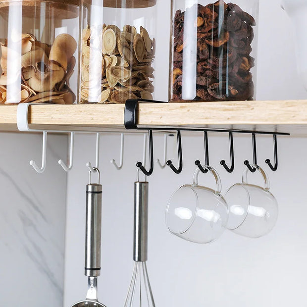 6 Hooks Kitchen Cupboard Hanging Cup Holder