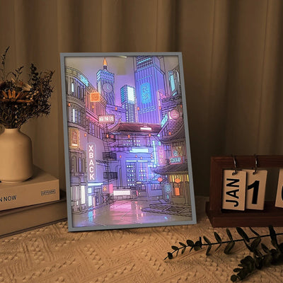 Anime LED City Night Light Painting