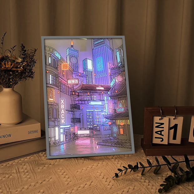 Anime LED City Night Light Painting