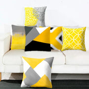 Yellow Velvet Geometric Cushion Cover