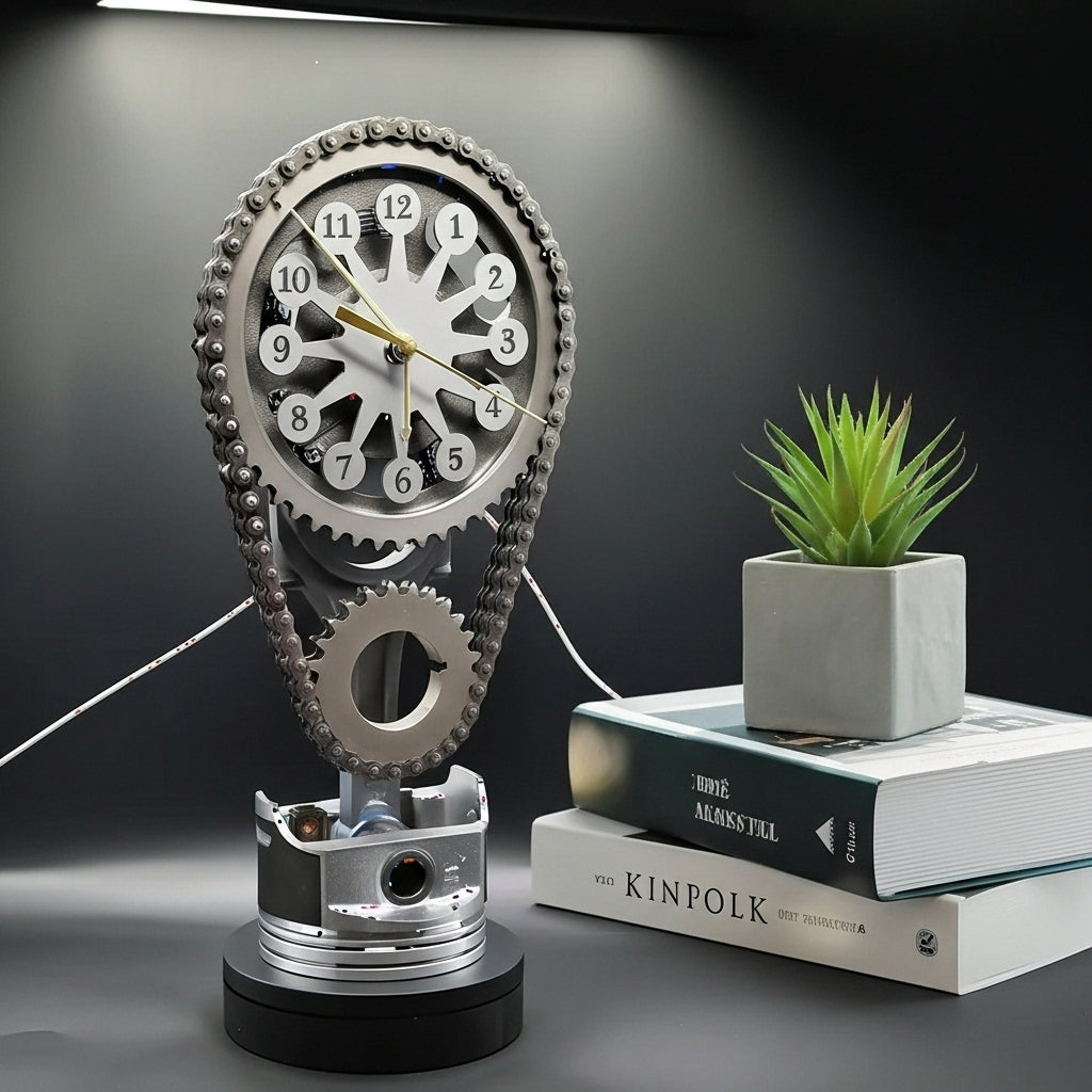 TimeForge™ Rotating Metal Gear Table Clock | ByCheri