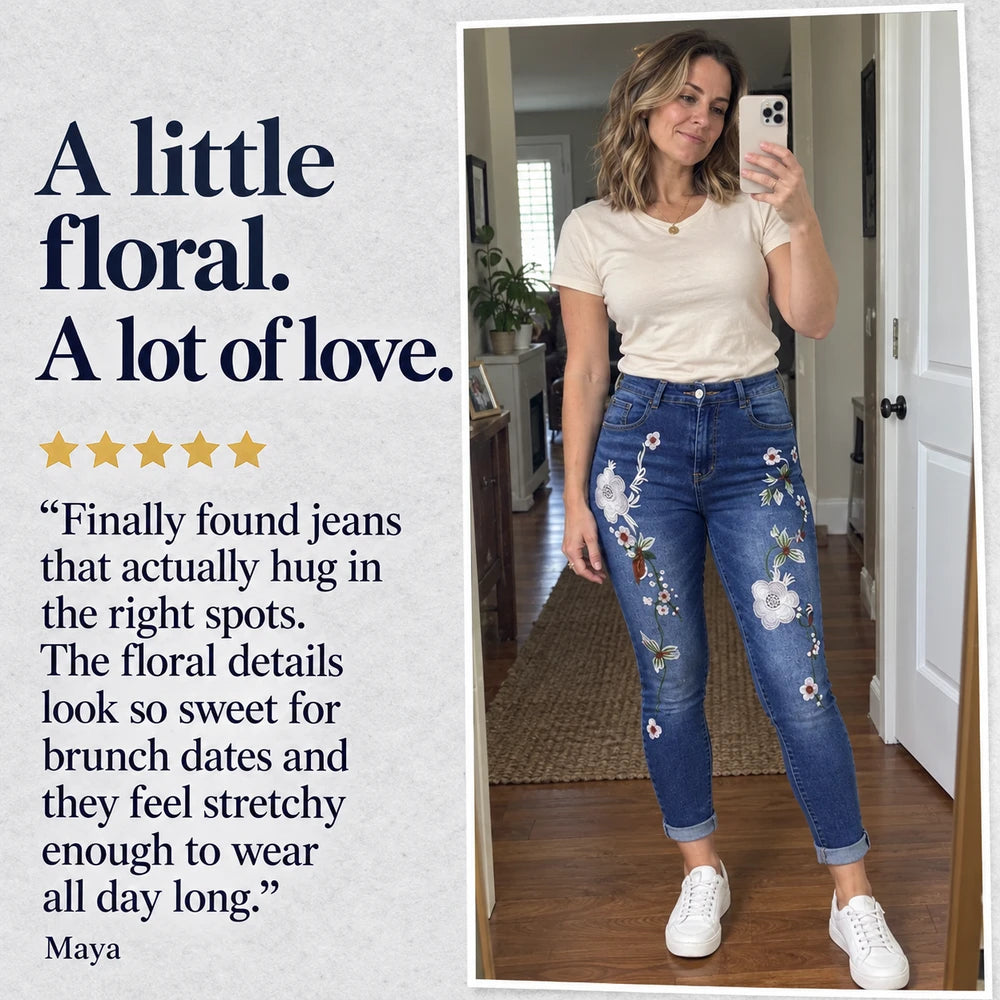 50% OFF TODAY | BloomSlim™ - Floral Embroidered Jeans