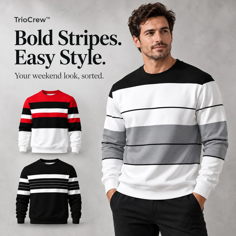 1+2 FREE TODAY | TrioCrew™ - Striped Colorblock Sweatshirt