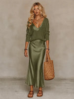 50% OFF TODAY | QuietChic™ - Satin Dress Sweater Set
