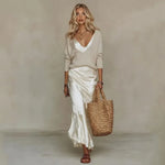 50% OFF TODAY | QuietChic™ - Satin Dress Sweater Set