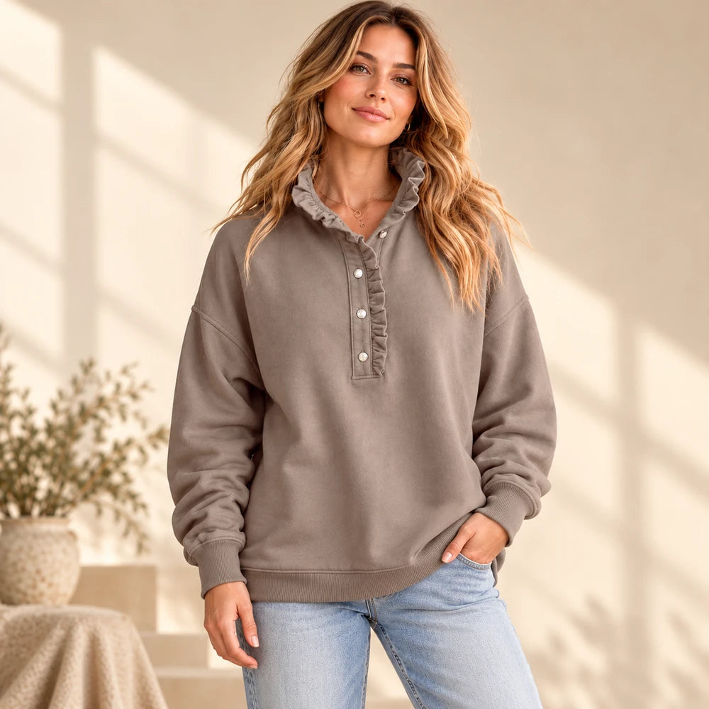 50% OFF TODAY | HenleyEase™ - Oversized Ruffle Sweatshirt