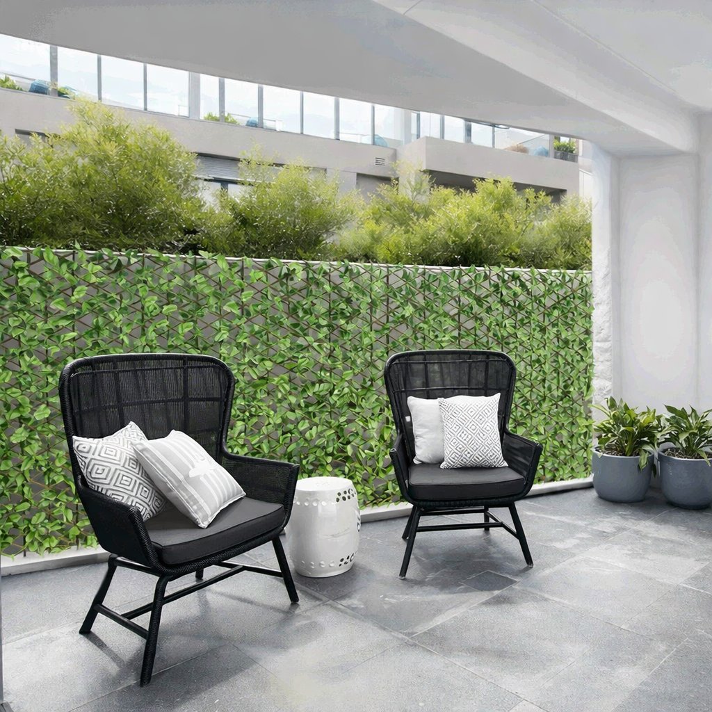 Patio with hedge