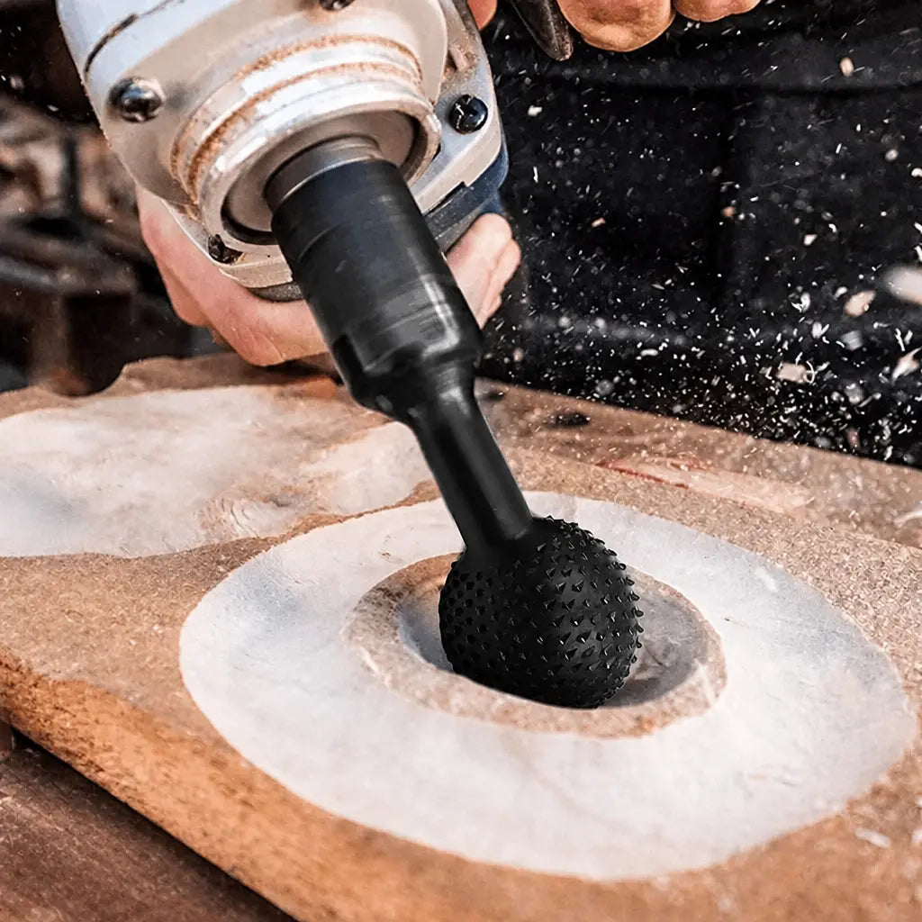 Angle grinder carving wood