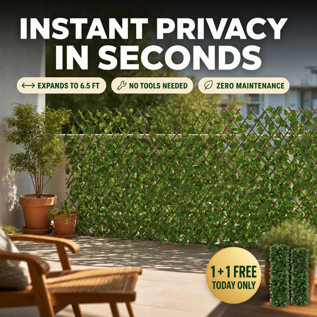Gardenscape instant privacy in seconds, expands to 6.5 ft, 1 plus 1 free today
