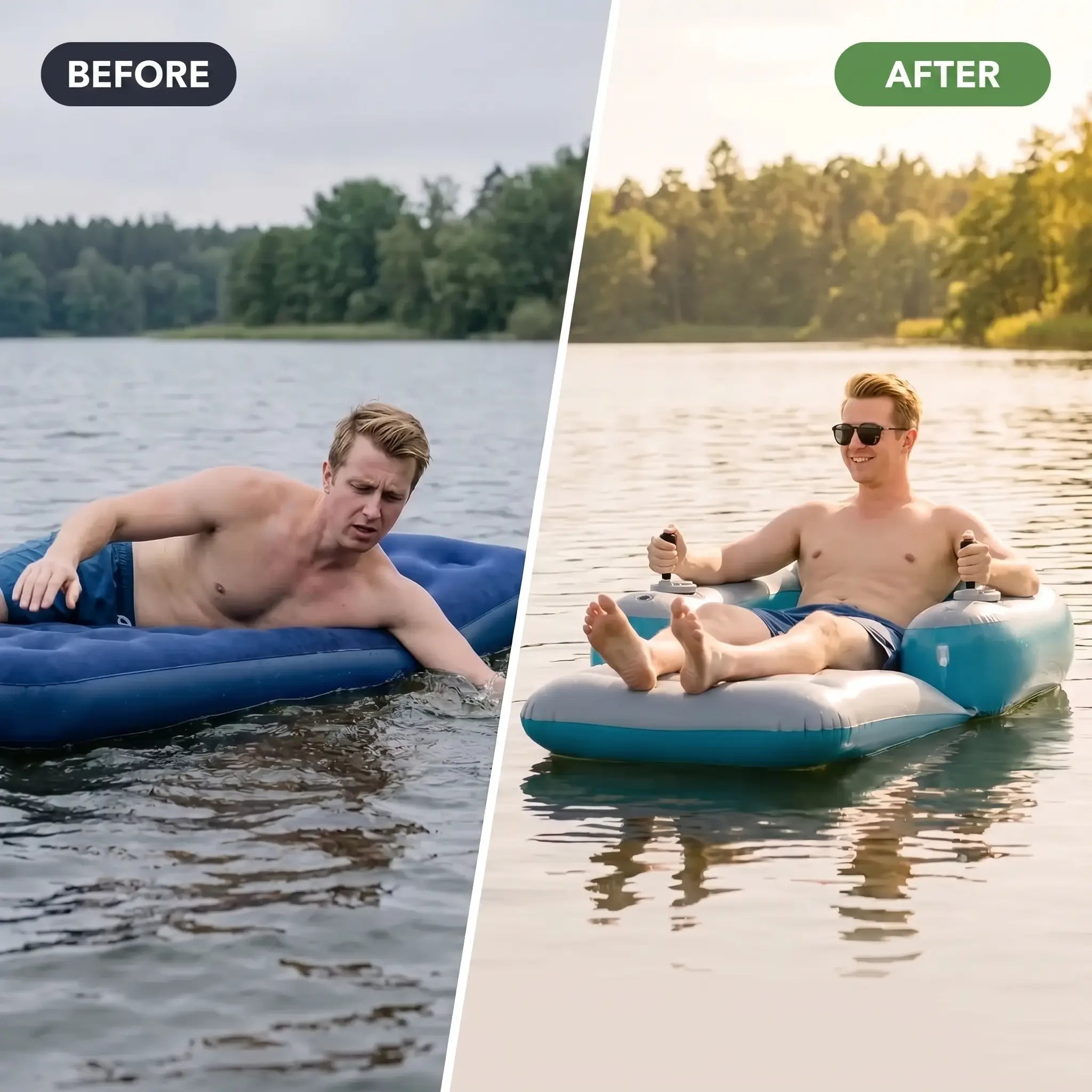 Before and after at the lake