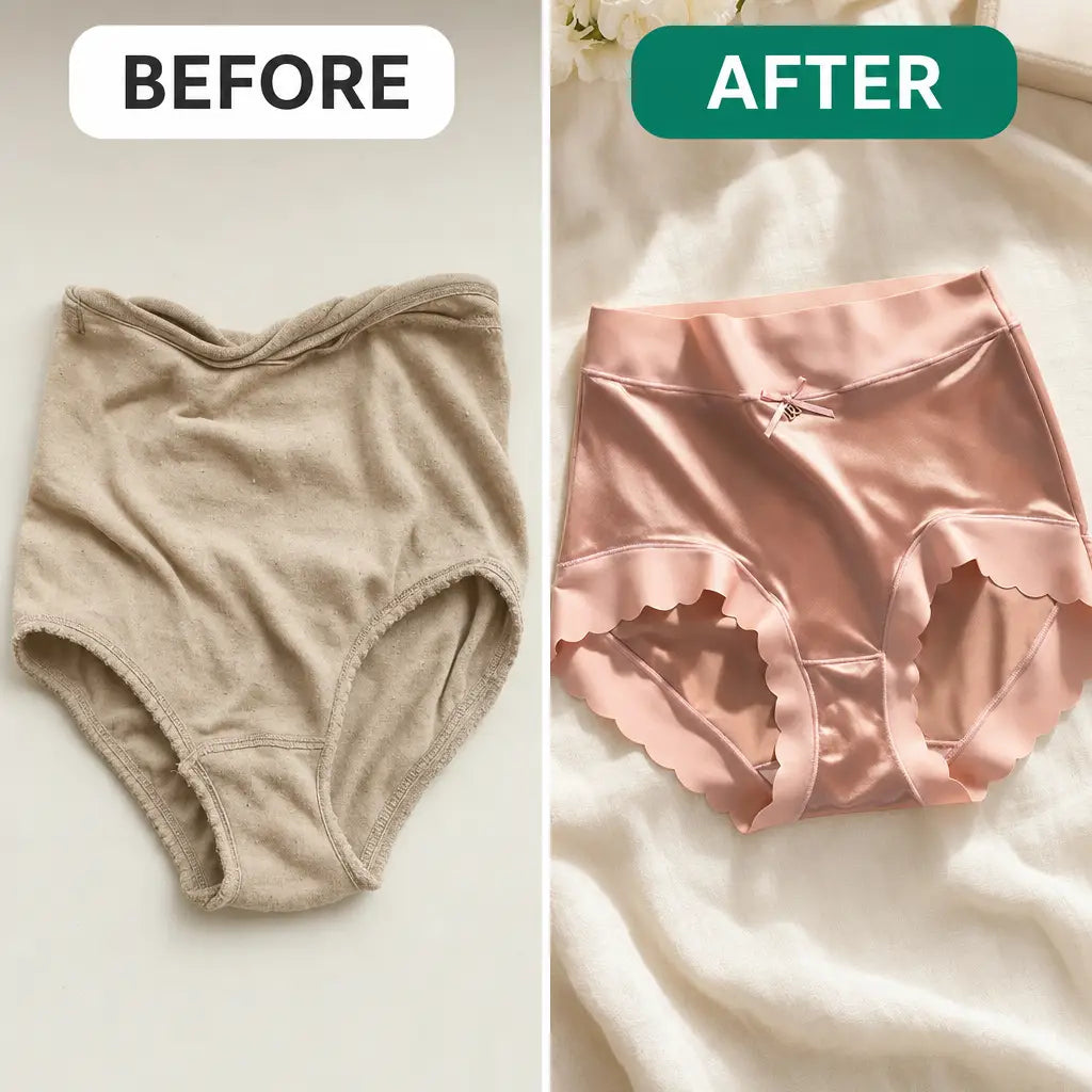 Before and after: rolling elastic versus flat waistband