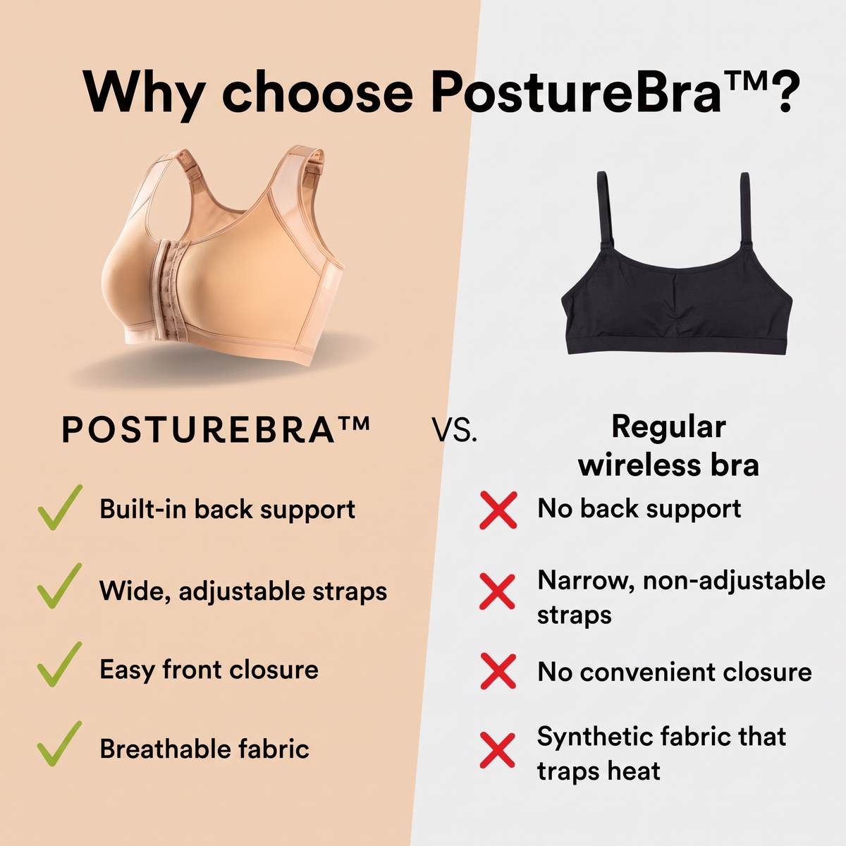 Why choose PostureBra over a regular wireless bra