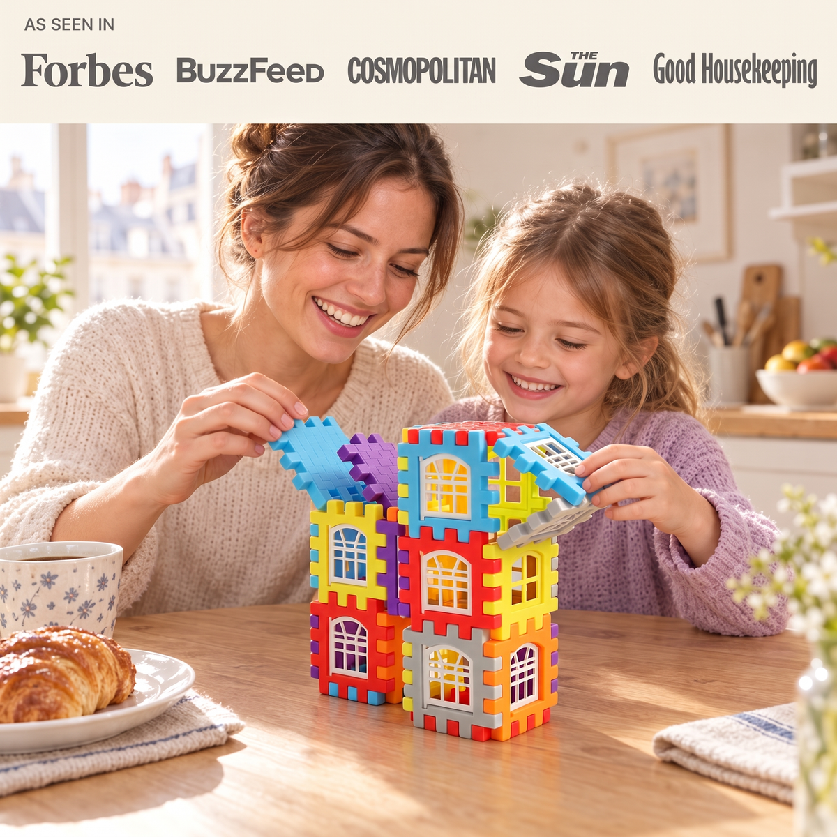 As seen in Forbes, BuzzFeed, Cosmopolitan, The Sun and Good Housekeeping: mother and daughter building together