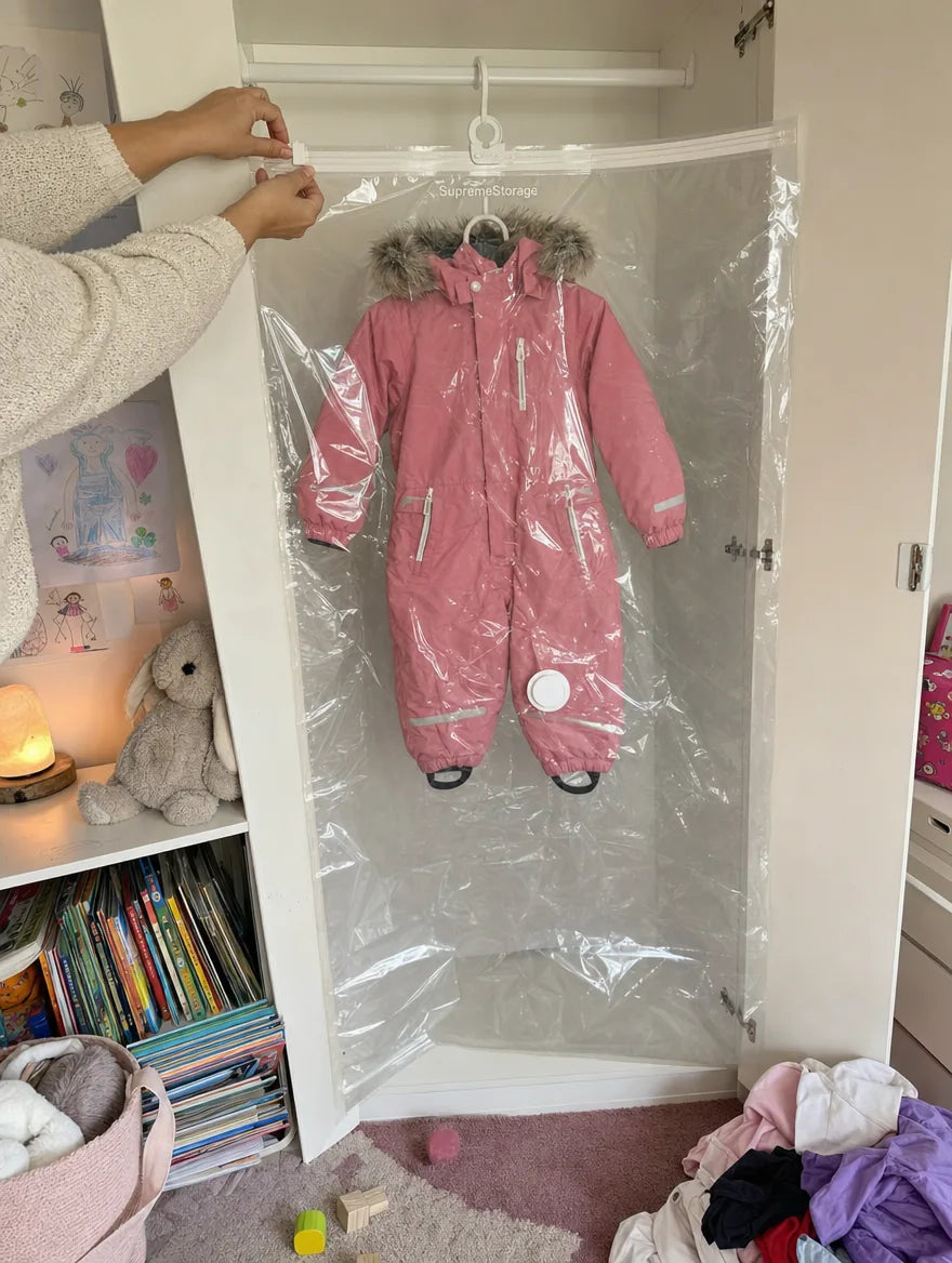 Customer photo: child's ski suit slipped into a SupremeStorage bag