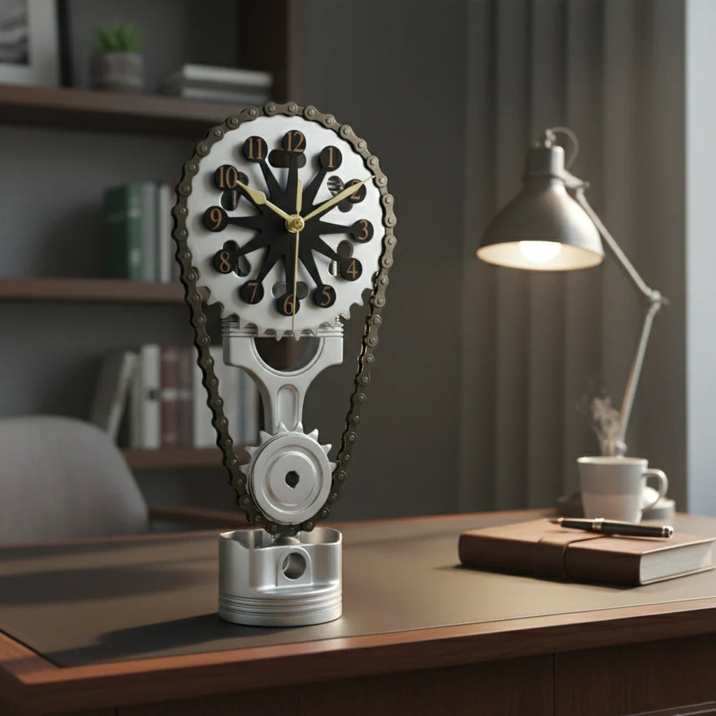 TimeForge™ Rotating Metal Gear Table Clock | ByCheri