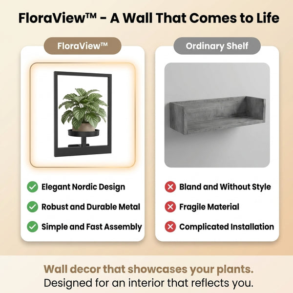 FloraView™ vs. an ordinary shelf — comparison