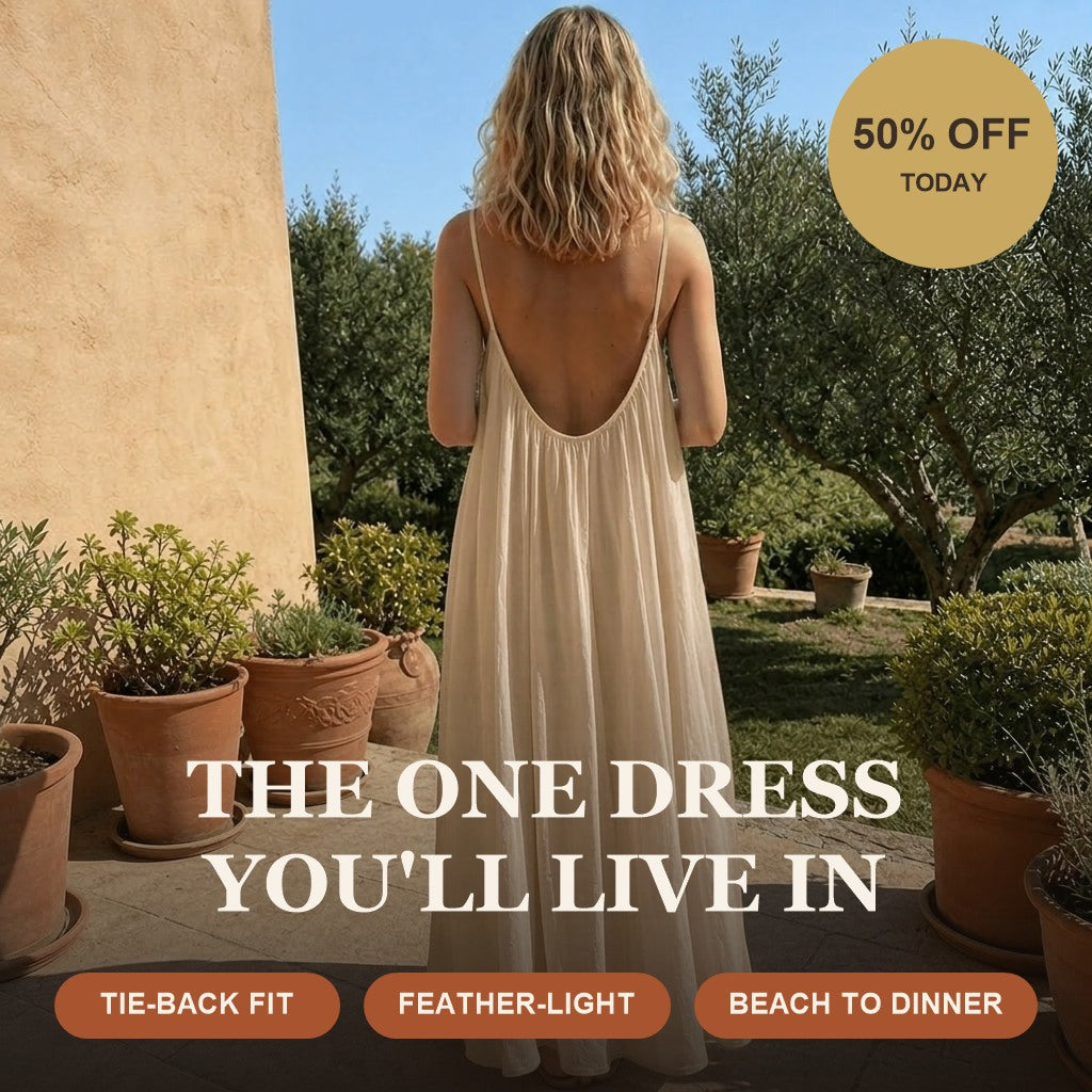 The one dress you'll live in: tie-back fit, feather-light, beach to dinner, 50% off today