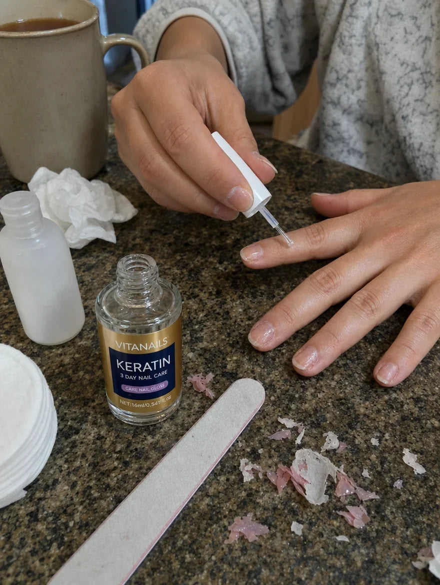 Customer photo: VitaNails applied to thin nails on the day of gel removal