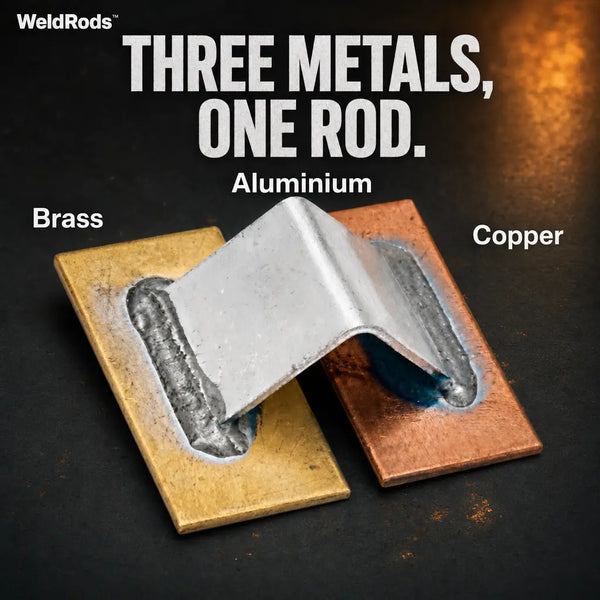 Three metals, one rod: brass, aluminum and copper