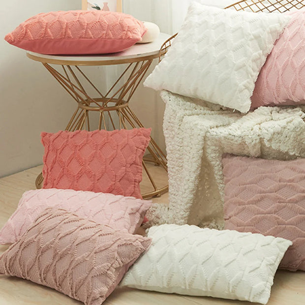 Embroidery Flush Block Diamond Cushion Cover