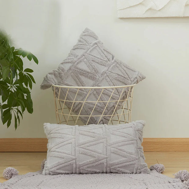 Embroidery Flush Block Diamond Cushion Cover