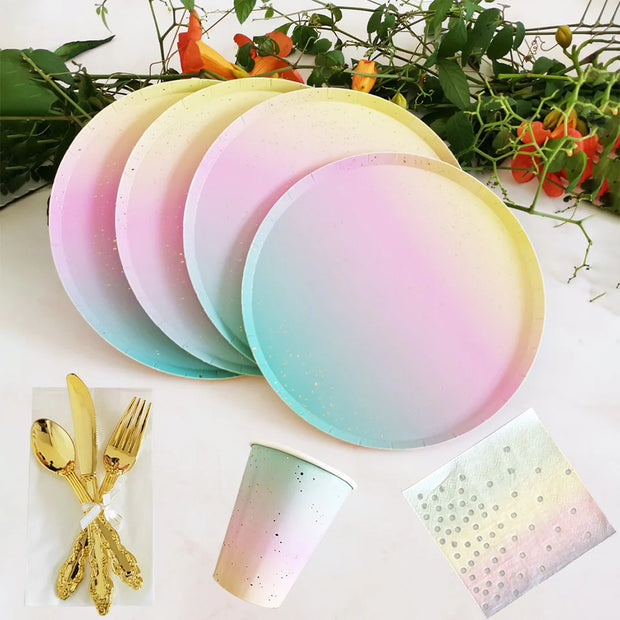 Rainbow Paper Tableware